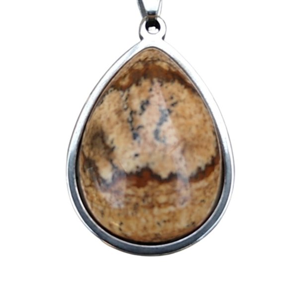 Handmade Picture Jasper Stone Pendant - Picture 2 of 3